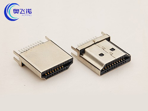 HDMI A型19P公头 夹板式1.6公头带夹板脚 镀镍