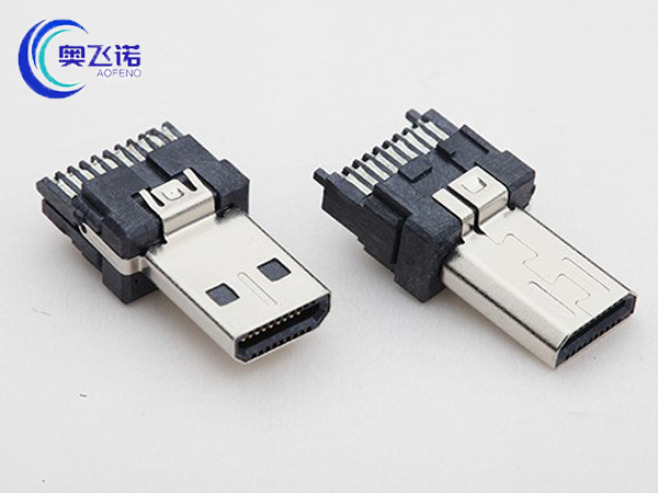 HDMI D型19P公头 双排焊线式公头 自动焊D公